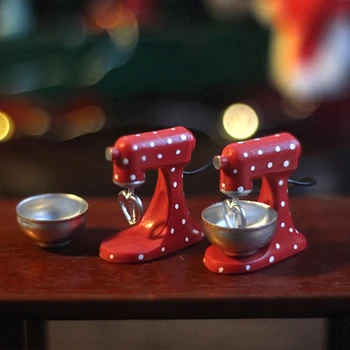 1/12 Dollhouse Minyatür Aksesuarları Mini Sıkacağı Simülasyon Kırmızı Blender Mikser Modeli Noel Sahne Bebek seramik karo