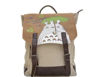 1 adet / grup Kadın keten sırt çantası Komşu Totoro Karikatür Baskı Sırt Çantaları Moda Kızlar Omuz Schoolbag