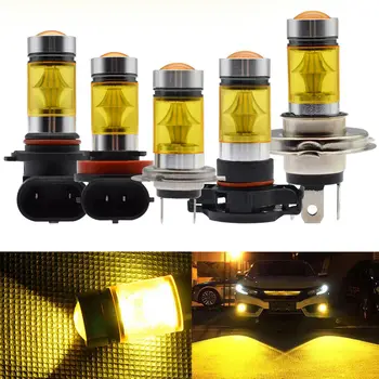 1 adet Yüksek Kaliteli otomobil LED sis farı H1/H3 / H4 / H7 / H8H11 / 9005 / 9006 4300K Sarı ışık Süper Parlak Sis lamba ampulü Tak ve Çalıştır Ampul