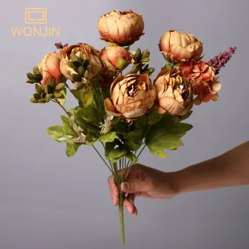 1 Demet Avrupa Yapay şakayık çiçekleri İpek Sahte Çiçekler Düğün Parti Ev Dekorasyon Çiçek Buketi Çelenk DIY Scrapbooking