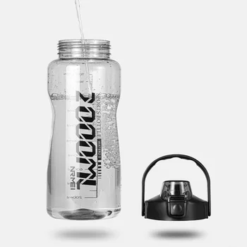 1 galon Büyük Kapasiteli Spor Su pipetli şişe Kolu zaman ışaretleyici Açık tumblers Gym Fitness BPA Ücretsiz Şeffaf Şişe
