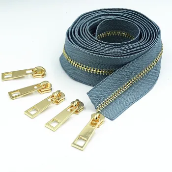 1 Metre uzunluğunda ve 2 fermuarlı çektirme 5# pirinç metal fermuar, üst düzey çanta ve cüzdanlar için kullanılır