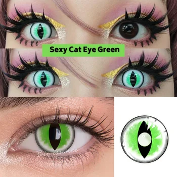 1 Çift Renkli Kontakt Lensler Kedi Gözler Serisi Cosplay Anime Aksesuarları İletişim Cadılar Bayramı Öğrenci Yıllık Renkli Göz Mercekleri