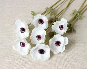 10 Adet Lateks Gerçek Dokunmatik PU Anemon Gül çiçek dekor çiçek Düğün Tasarım Gelin İpek Çiçekler Ev Dekorasyon Aksesuarları İçin