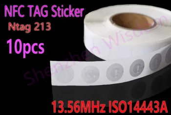 10 adet NTAG 213 NFC Etiketleri 144 bayt Yeniden Yazılabilir Ntag213 Etiket 13.56 MHz ISO14443A 25mm Tüm NFC Telefon Mevcut Yapışkanlı Etiketler