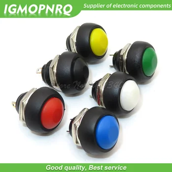 10 adet Siyah / Kırmızı / Yeşil / Sarı / Mavi / Beyaz 12mm Su Geçirmez Anlık basmalı düğme anahtarı PBS-33B IGMOPNRQ