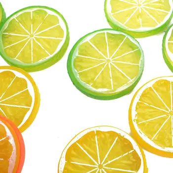 10 adet Yapay Meyve Simülasyon Limon Dilimleri 3 Renk Sahte Meyve Modeli Süs Parti Mutfak Düğün Dekorasyon Malzemeleri