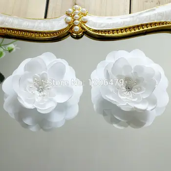 10 Adet Yeni Headdress El Yapımı Çiçekler, gelin Headdress Çiçek, beyaz Artı Elmas İnci Çiçekler RS595