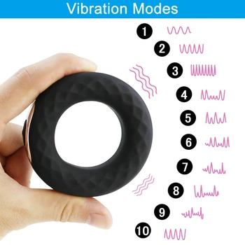 10 Frekans Titreşimli Penis Halkası Horoz Halka Gecikme Boşalma Silikon Seks Oyuncakları Erkekler için Montaj USB Kilit Halkası Erkek Masturbator