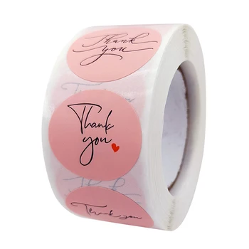 100-500 adet Yuvarlak Teşekkür Ederim Çıkartmalar Zarf Mühür Etiketleri Hediye Paketleme dekor Doğum Günü Partisi Scrapbooking Kırtasiye Sticker