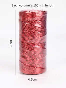 100M / Rulo Altın Gümüş Kabloları Metalik Sicim Kaymaz Dize Kayış İplik hediye keseleri Konfeksiyon Ayakkabı Şerit DIY Dikiş Aksesuarları