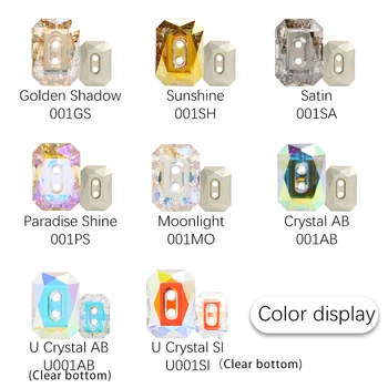 10x14MM 10 adet / grup İğne Düğmeler Sekizgen Şekli Elbise Dekoratif Aksesuarları Kristal Aplike Dikiş 2 Delik Tokaları