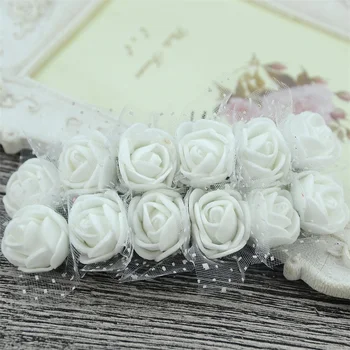144 adet 2cm Yapay Mini Köpük Gül Çiçek Buketi Renkli Düğün çiçek dekorasyonu Scrapbooking Sahte Çiçekler Çelenk