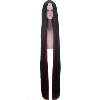150 cm Arazi Parlak Kostüm Cosplay Peruk Kadınlar İçin Houseki no Kuni Bort Siyah Şarap Kırmızı Düz sentetik saç Peruk