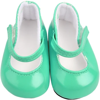 18 İnç Kız Bebek Ayakkabıları Göl Yeşil Mary Jane Yuvarlak sivri uçlu ayakkabı Amerikan Yenidoğan bebek oyuncakları Fit 43 Cm Bebek Bebek s2