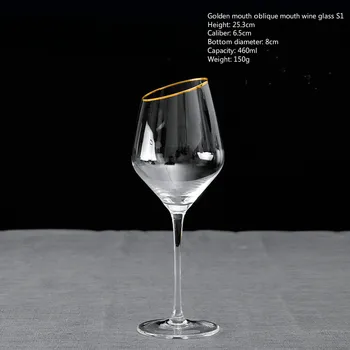 180-490Ml Asil Altın Folyo cam kırmızı şarap şişesi şampanya kadehi Yapay Üflemeli Kadeh Bordeaux Martini Kokteyl İçme Seti