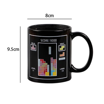 1Pce Klasik Tetris Desen Renk değiştiren Kupalar Renk Değişikliği Fincan ısıya duyarlı seramik kahve Süt Kupa sürpriz Hediye sihirli Bardak