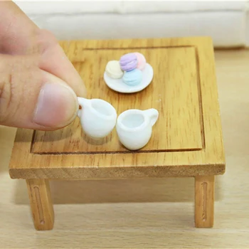 2 Adet 1/12 Bebek Evi Minyatür Seramik çay bardağı Simülasyon Kahve Fincanı Modeli Oyuncak Mini Dekorasyon Dollhouse Aksesuarları