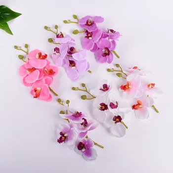 2 adet yapay çiçek Kelebek Çiçek kafa düğün buketi Ev Dekorasyon DIY Çelenk Cymbidium Çiçek Yapay Bitki