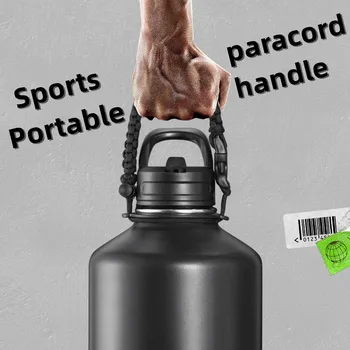 2 litre su şişesi Paslanmaz Çelik Taşınabilir Saman termos şişe Açık Spor salonu vakumlu su şişesi Termal Yalıtımlı Fincan