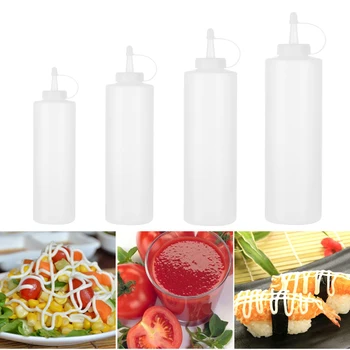 200/320/450/750ml Çeşni sıkılabilir şişeler Ketçap Hardal Mayo Sıcak Soslar Zeytinyağı Şişesi Boş Plastik Şişe Mutfak Gadget