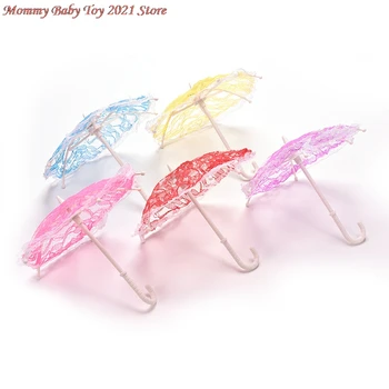2020 Dantel Şemsiye Bebek Aksesuarları El Yapımı Bebek Plastik Dantel Şemsiye bebek oyuncak Rastgele renk