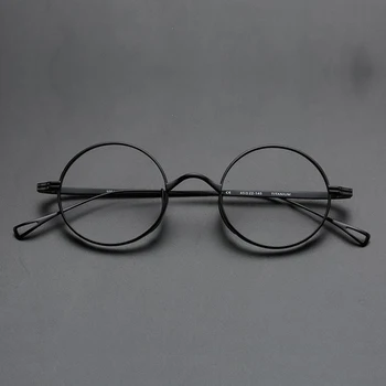 2021 Saf Titanyum Gözlük Çerçevesi Erkekler Vintage Yuvarlak Optik Miyopi Reçete Gözlük Kadınlar Lüks Marka Retro Küçük Gözlük