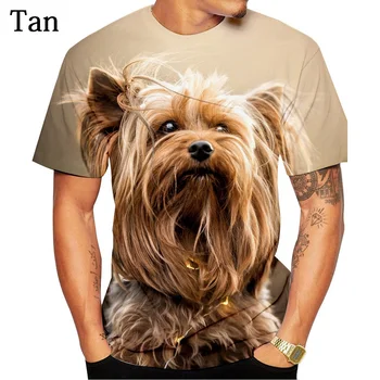 2022 Yuvarlak Boyun kısa kollu tişört Yeni Moda Sevimli Köpek Yorkshire Terrier 3D baskılı tişört