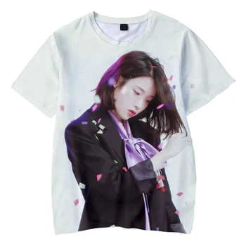 2023 K-pop Şarkıcı IU 3D baskılı tişört Erkekler Kadınlar Yaz Moda Rahat Kısa Kollu Harajuku Streetwear Tshirt Lee Ji Eun Tops