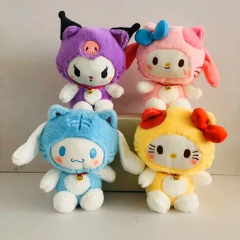 20Cm Sanrio peluş oyuncaklar Kawaii Hello Kitty Kuromi Hayvan Yavru Serisi sevimli Oda Dekor Doldurulmuş Oyuncaklar Bebek Çocuk Doğum Günü Hediyeleri