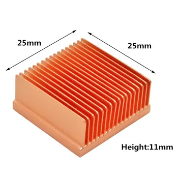 25x25x11mm Saf Bakır soğutucu mini ısı emici radyatör ahududu pi için çip MOS IC 3D yazıcı elektronik soğutma soğutucu