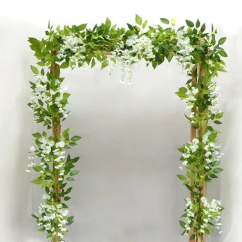 2M Wisteria yapay çiçekler Asma Garland Düğün Kemer Dekorasyon Sahte Bitkiler Yeşillik Rattan Arka Sahte Çiçekler Sarmaşık Duvar
