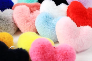 3 adet Şeker Renk Kalp Şeklinde Kolye El Sanatları Aksesuarları Peluş Aşk Kalp Ponpon toplu anahtarlık Ev Dekor El Yapımı Dıy Malzemeleri