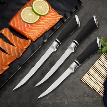 3 Paket Paslanmaz Çelik kemiksi saplı bıçak şef bıçağı Keskin Dilimleme Bıçağı Balık Bıçağı Pişirme Araçları