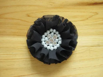 30 Adet/grup El Yapımı Şifon Inci Çiçekler Yapay Çiçek DIY Gelin Düğün Buket Kız Saç Accessoires Için Yüksek Kalite