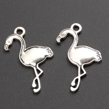 30 adet Gümüş Renk Flamingo Charms Kolye DIY Bilezik Kolye Takı Aksesuar DIY Zanaat A2440