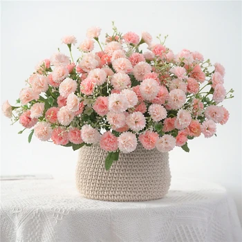 31cm yapay çiçekler Buket Pembe Ucuz Romantik Tatlı Sahte Karanfil Çiçekler Ev Düğün Dekorasyon İçin Kapalı