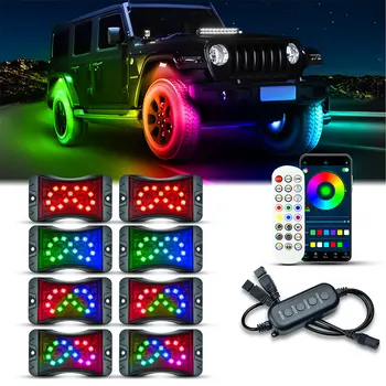 4/6/8 İn 1 RGB LED kaya ışıkları Bluetooth uyumlu APP kontrolü müzik senkronizasyonu araba şasi ışık Undergolw su geçirmez Neon ışıkları