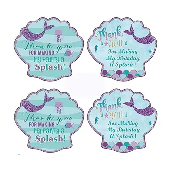 40 adet Mermaid Sızdırmazlık Çıkartmalar Hediye Kutusu Süslemeleri Teşekkür Ederim Kağıt Etiket Düğün Doğum Günü Partisi Süslemeleri