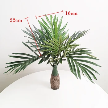 40cm 8 Kafa Tropikal Palmiye Ağacı Yapay Bitkiler Sahte Saksı Ağaç Dalı İpek Yaprak Küçük Masaüstü manzara Ev Ofis Dekor İçin