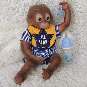 46cm El Yapımı Reborn Orangutan Sevimli Maymun Yeniden Doğmuş Bebek Gerçekçi Yaşam Tarzı Yürümeye Başlayan Bebek çocuklar için doğum günü hediyesi