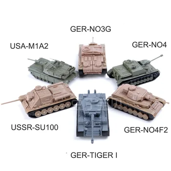 4D Tankı Modeli Monte İKINCI dünya savaşı Tankı Germay Kaplan ABD M1A2 Su - 100 Ger-NO4 Tankları Askeri Yapı Kitleri 1: 100 Plastik Bloklar Modeli Oyuncak