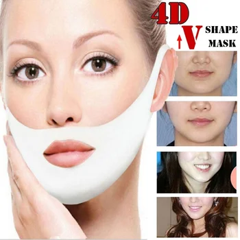 4D V Yüz Germe Sıkılaştırıcı Jel Maske Kırışıklık Karşıtı Çene Yapıştırma Asılı Kulaklar Yüz Sağlık ve Güzellik yüz için maske Kadın Cilt Bakımı