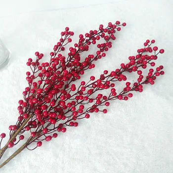 5 adet Yapay Berry Sahte Kırmızı Meyveler Noel Çiçek Yeni Yıl Dekor Ağacı Yapay Berry Noel Dekorasyon Ev için