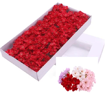 50 Adet Yapay Kiraz Çiçeği Sabun Çiçekler Kafa Ebedi buket çiçekler Düğün Sevgililer anneler Günü DIY Buket Malzemeleri