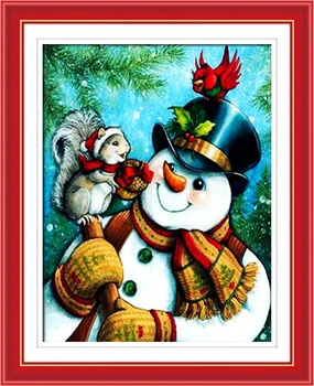 5D DIY Noel Elmas Boyama Hayvanlar Kitleri Tam Yuvarlak Rhinestones Elmas Mozaik Sincap ve Kardan Adam Kış Nakış
