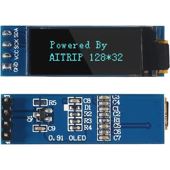 6 ADET 0.91 inç I2C SSD1306 128x32 Piksel IIC 3.3 V 5V Mavi Karakter Ekran 4Pins Arduino için ESP32 ESP8266 AVR PIC STM32