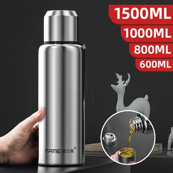 600/1000/1500ML Paslanmaz Çelik termos Açık Yalıtımlı Su Şişesi Taşınabilir Bardak Araba Termos Kahve Fincanı Halat Filtresi
