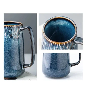 700ml Retro Seramik kaşıklı kupa Kapaklı Kahve Yaratıcı Ofis Ofis çaylı içecek Drinkware Çiftler Hediye