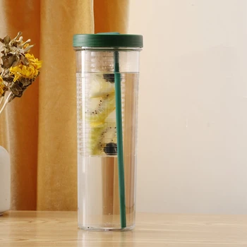 700ML Şeffaf Saman Bardak Kullanımlık damlatmaz bardak Taşınabilir içme suyu şişesi Filtre İle Dayanıklı içme bardağı Su Suyu Süt Çay